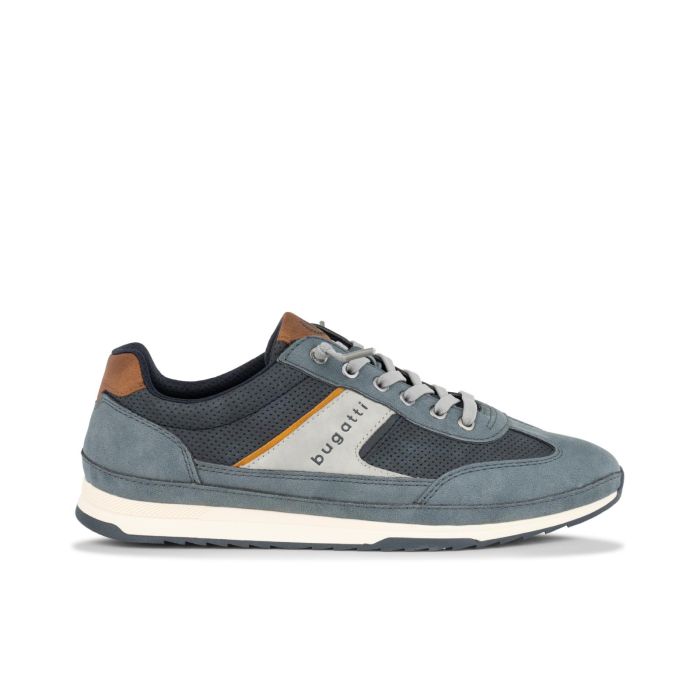 Sneakers blu basse in pelle da uomo