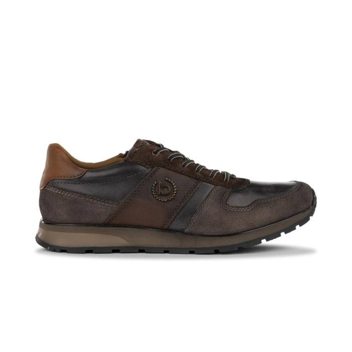 Sneakers marroni in pelle da uomo con logo