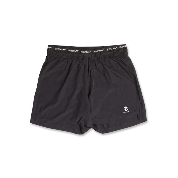 Shorts neri sportivi da donna Gymrun con banda multilogo