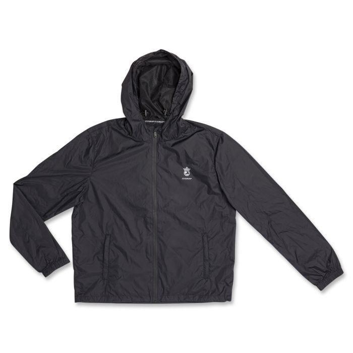 Giacca nera sportiva da uomo con cappuccio e zip Gymrun