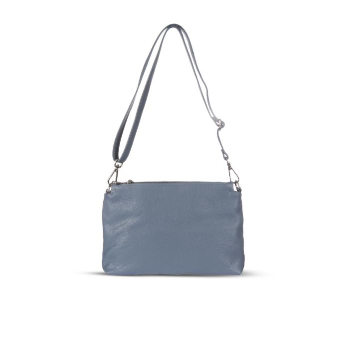 Tracollina regolabile azzurra in pelle con dettaglio nappino