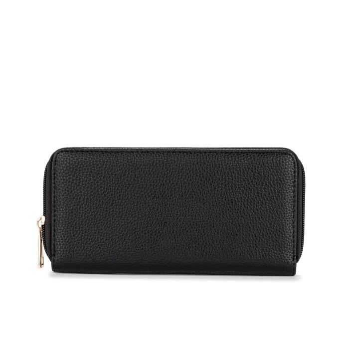 Portafoglio orizzontale nero da donna con zip