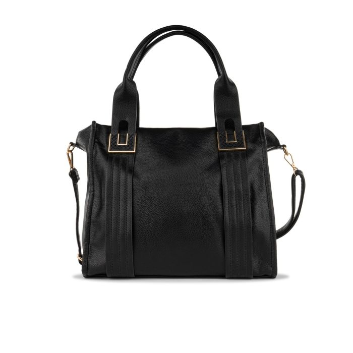 Borsa a mano nera da donna con tracolla removibile