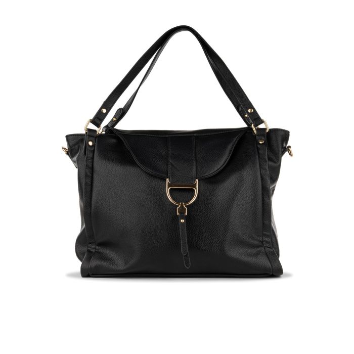 Borsa a mano nera da donna morbida con tracolla removibile