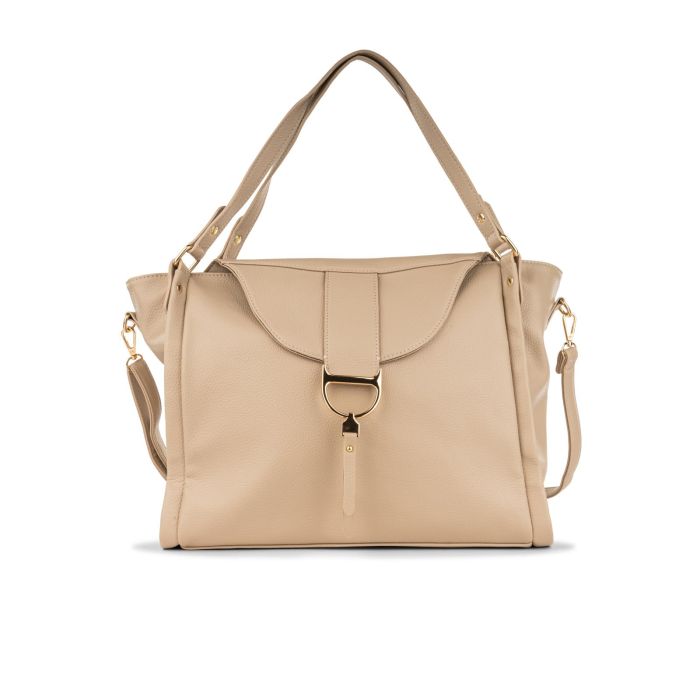 Borsa a mano beige da donna morbida con tracolla removibile