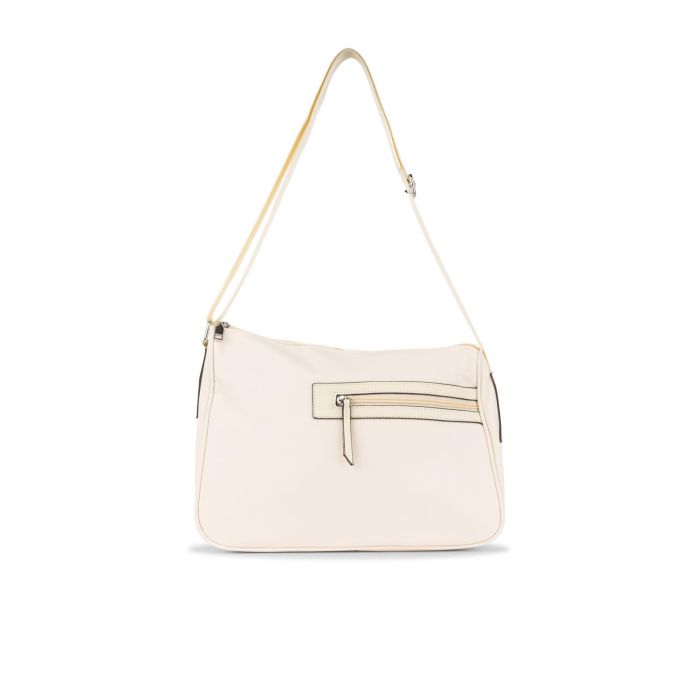 Borsa bianca da donna con taschina e tracolla regolabile