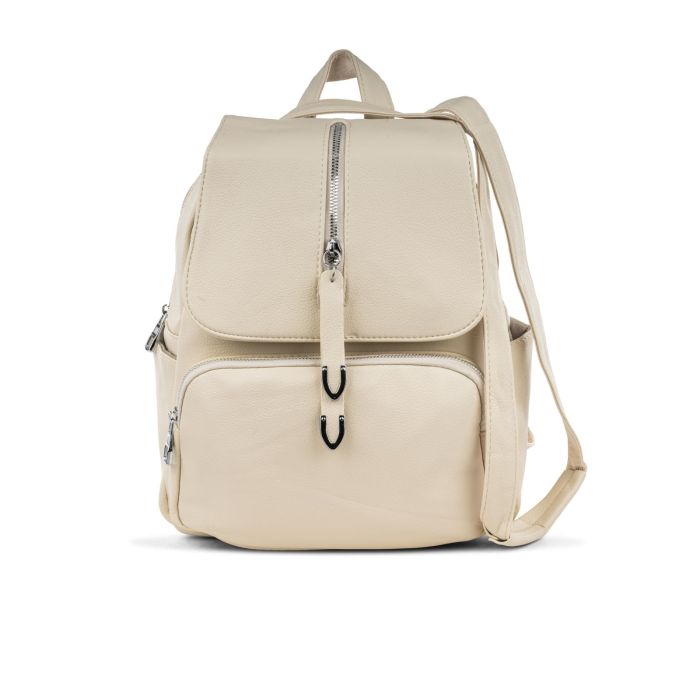Zaino panna da donna con tascone frontale e zip