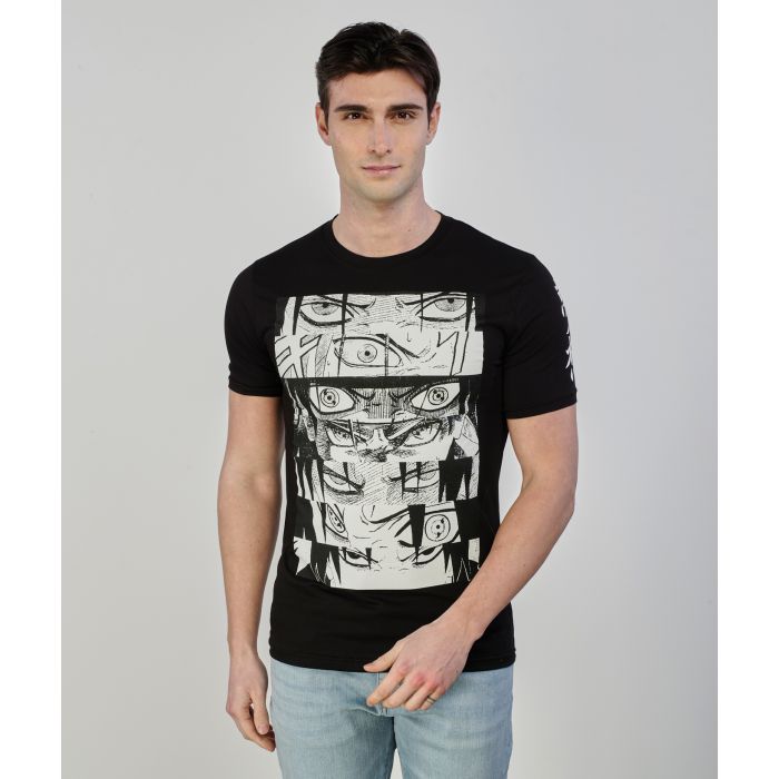 T-shirt nera con grafica bianca