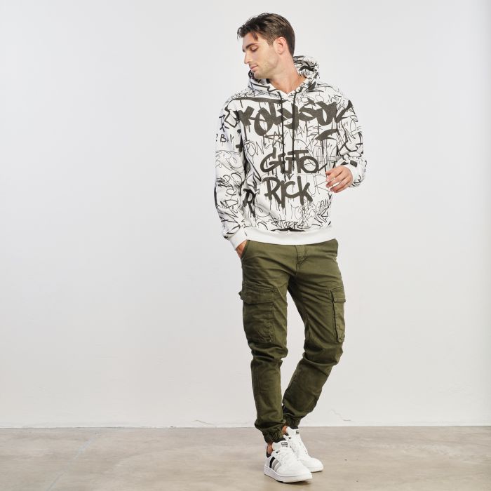 Pantaloni cargo verdi con elastico alle caviglie