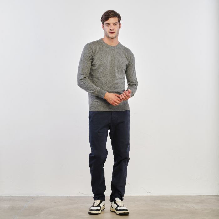 Pantaloni tinta unita blu scuro in cotone