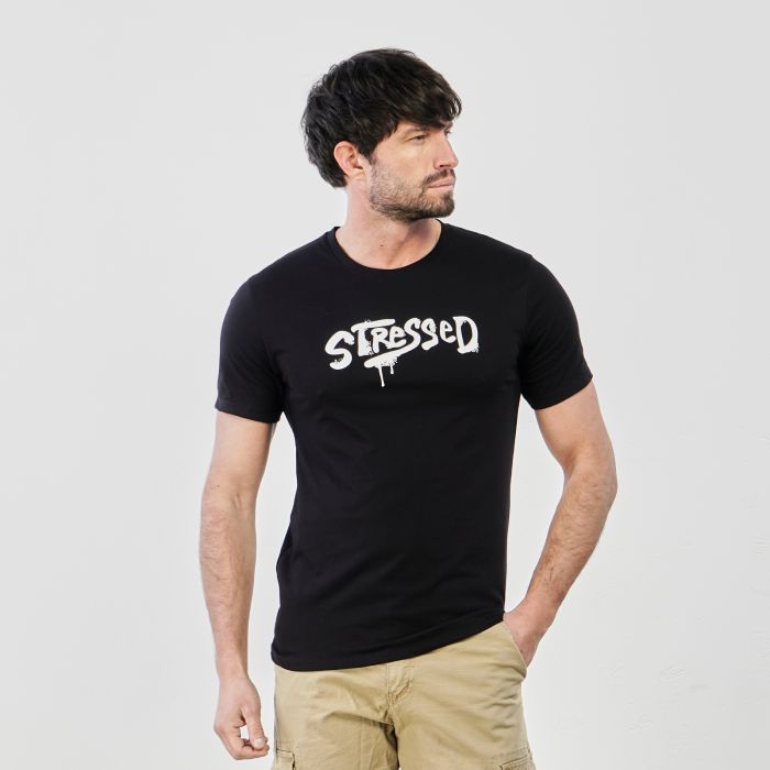 T-shirt nera maniche corte con scritta