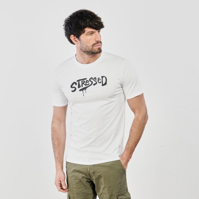 T-shirt bianca maniche corte con scritta