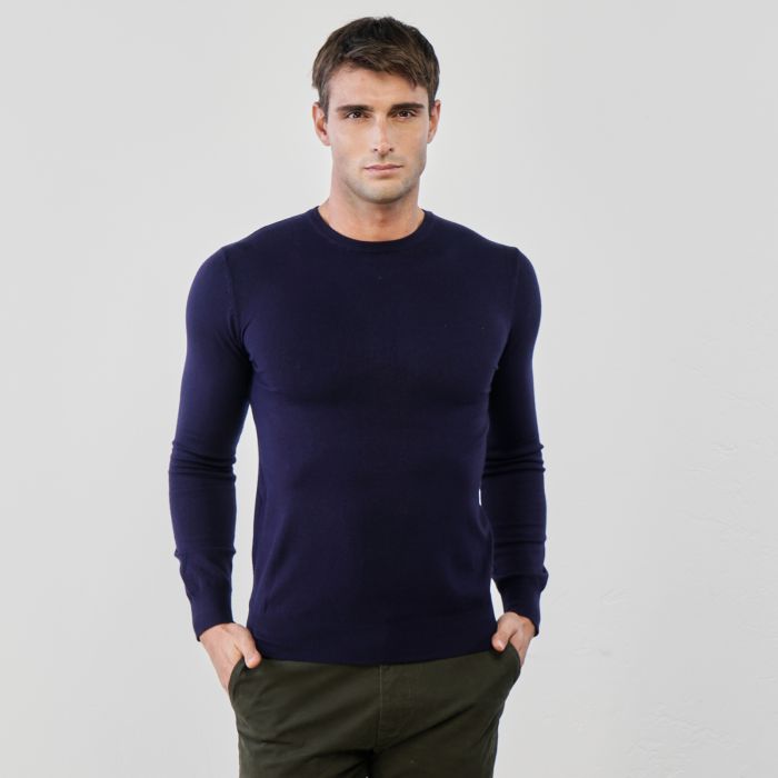 Maglione blu da uomo in tinta unita