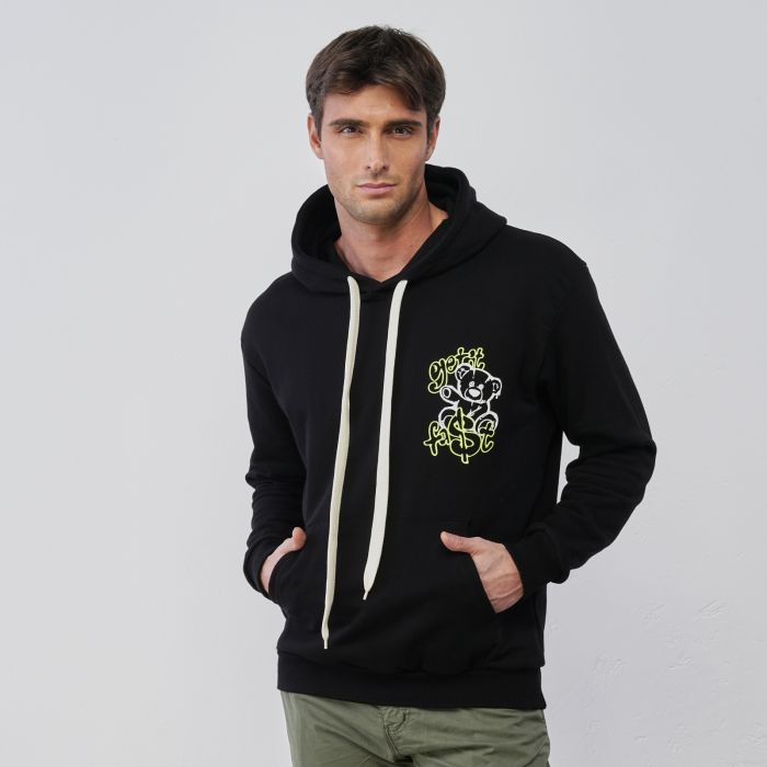Felpa nera da uomo con disegni