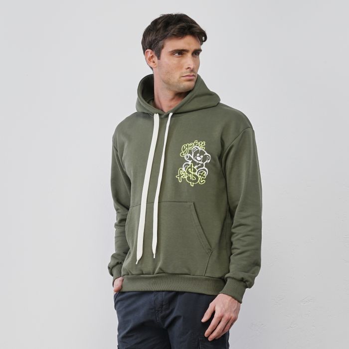 Felpa verde da uomo con disegni