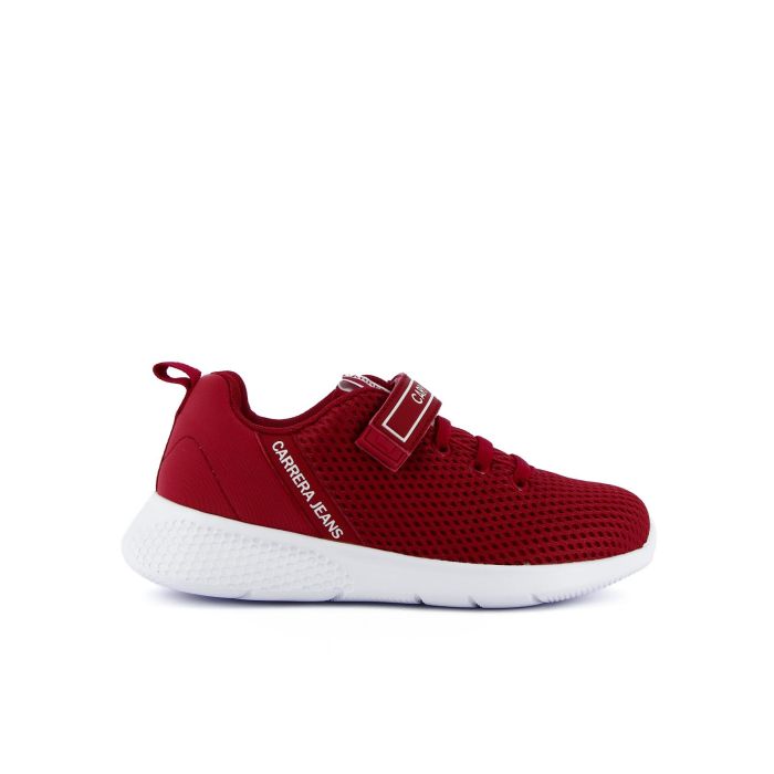 Sneakers rosse con velcro e logo
