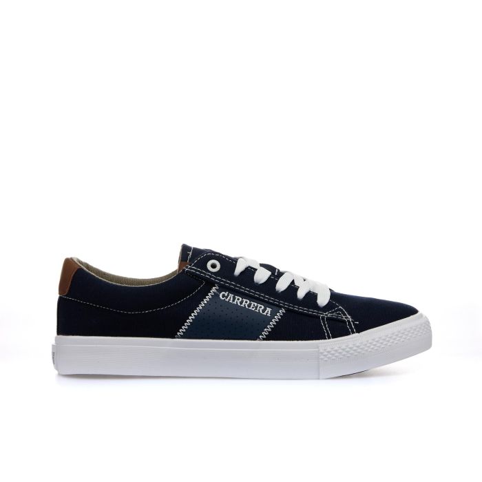 Sneakers blu in tessuto con logo laterale