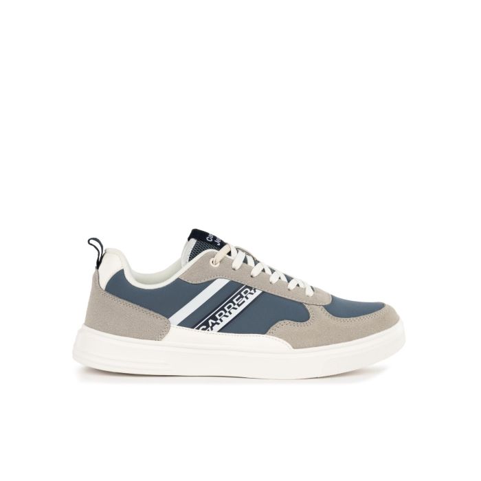 Sneakers basse grigio chiaro e blu con logo da uomo