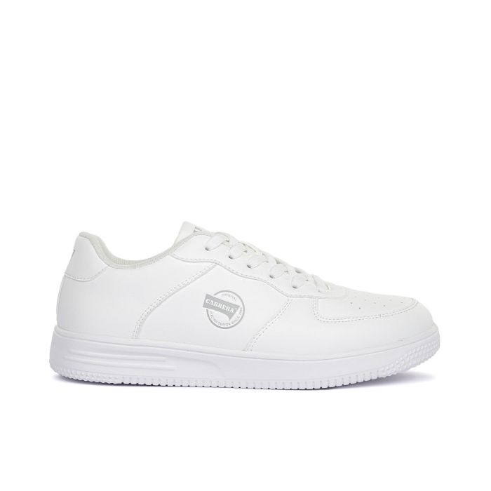 Sneakers bianche con logo laterale e cuciture