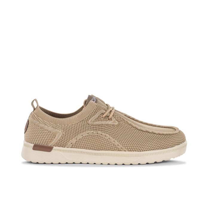 Slip-on beige da uomo in tessuto con lacci