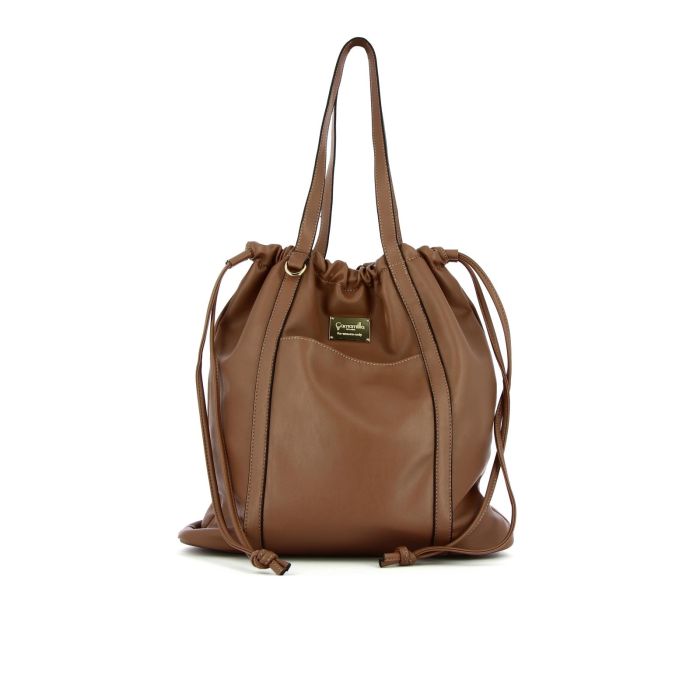 Borsa marrone modello sacca con doppio manico