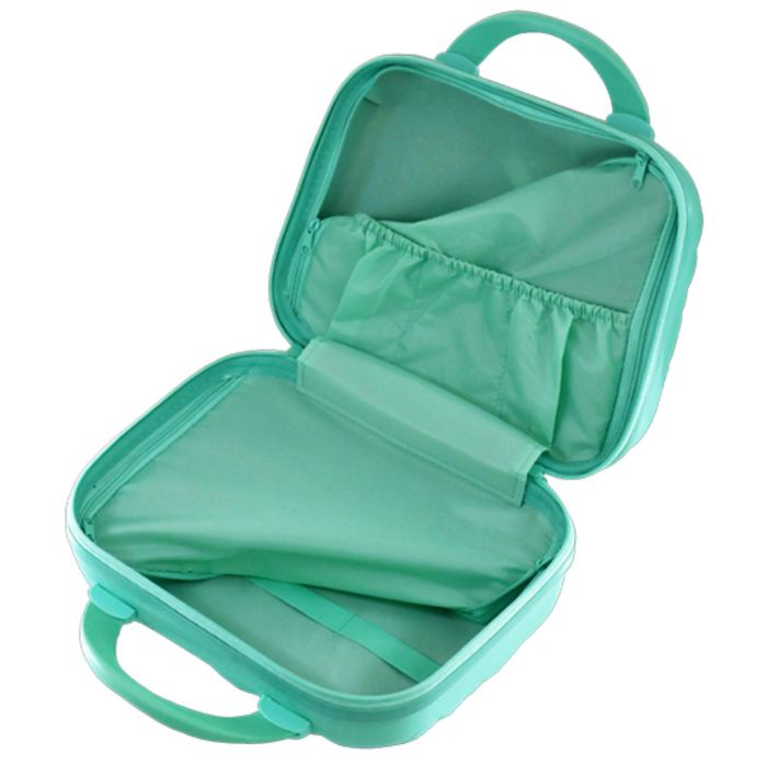 TANTOMI Beauty Case Verde Con Manico - Organizer Portatile In PU Da Viaggio - 24x15x12,5 Cm