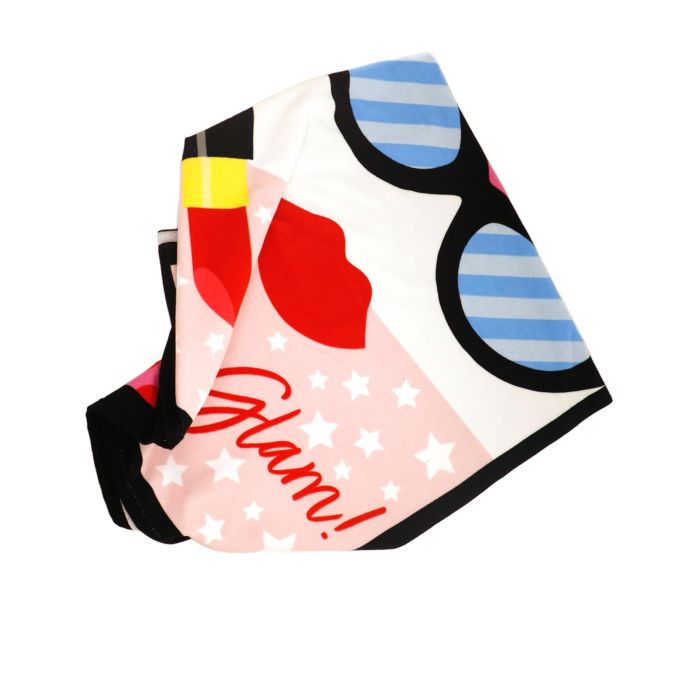 Telo mare rosa con stampa occhiali