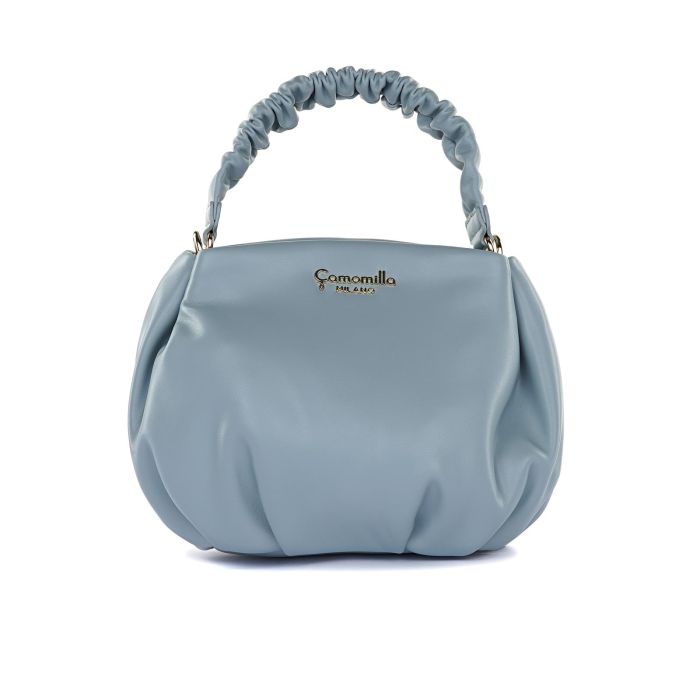 Borsetta azzurra da donna con manico arricciato