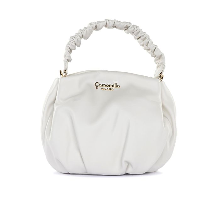 Borsetta bianca da donna con manico arricciato