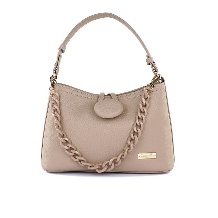 Borsetta beige da donna con dettaglio catena
