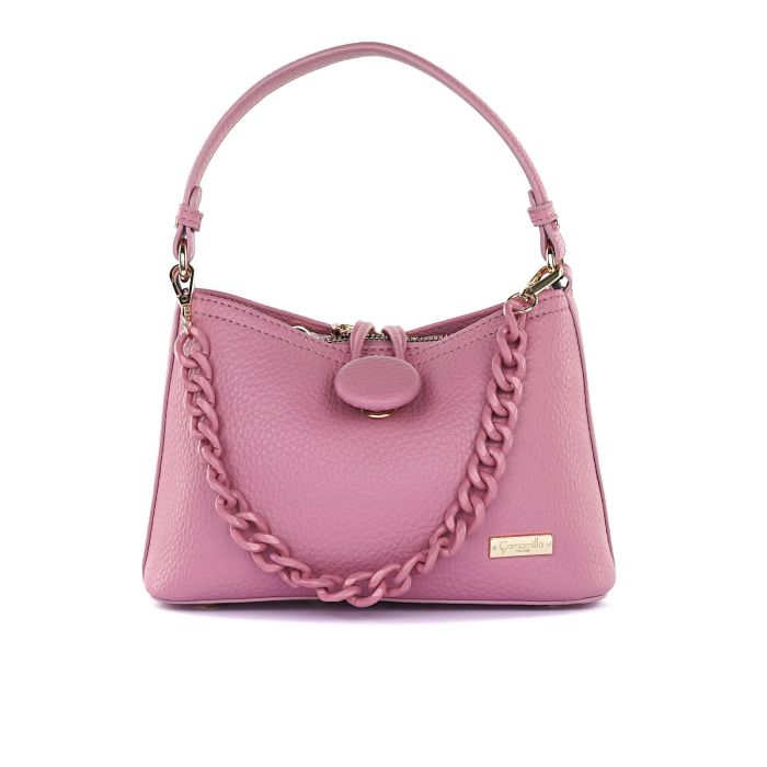 Borsetta rosa da donna con dettaglio catena