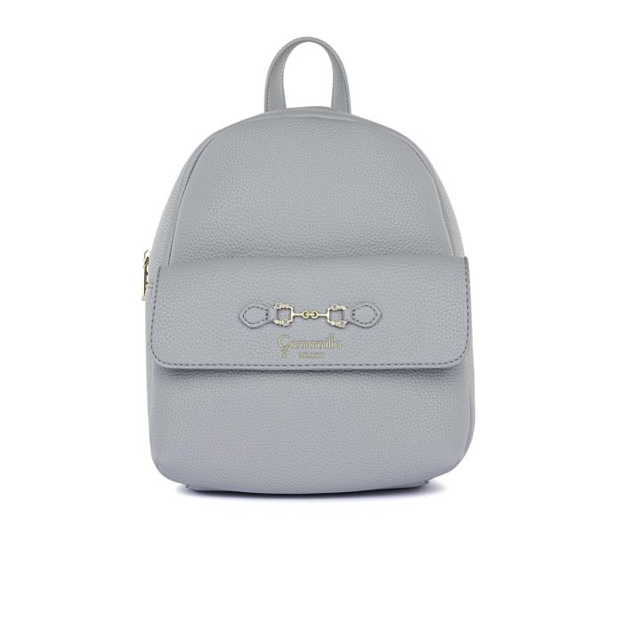 Zaino azzurro da donna con tasca e dettaglio morsetto