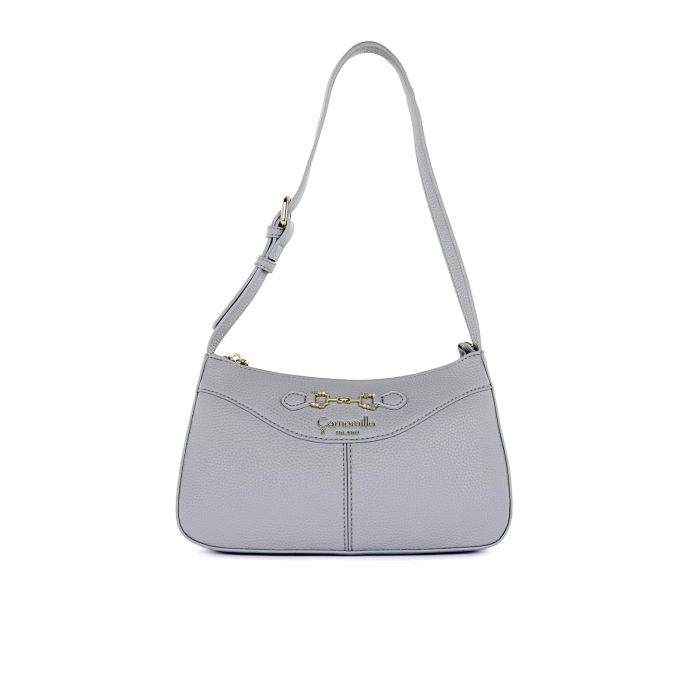 Borsa azzurra da donna con tracolla e dettaglio morsetto