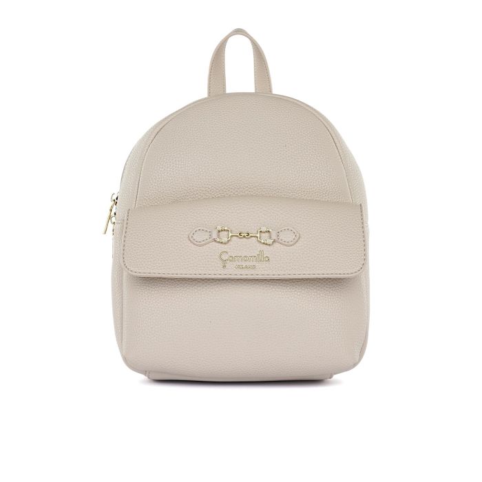 Zaino bianco da donna con tasca e dettaglio morsetto