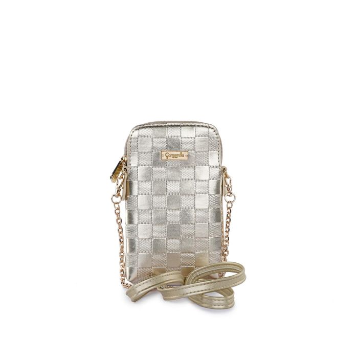 Portafoglio oro da donna con tracolla removibile