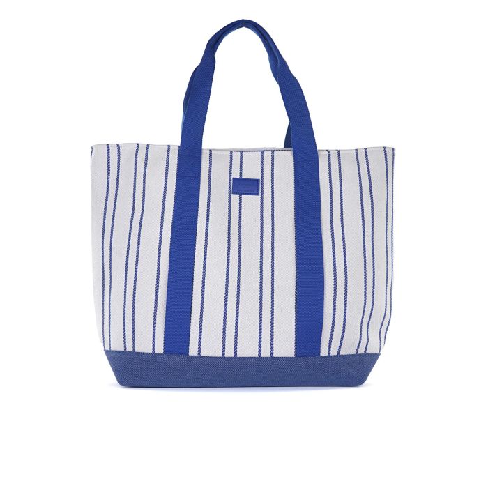 Shopper mare bianca e blu da donna fantasia a righe