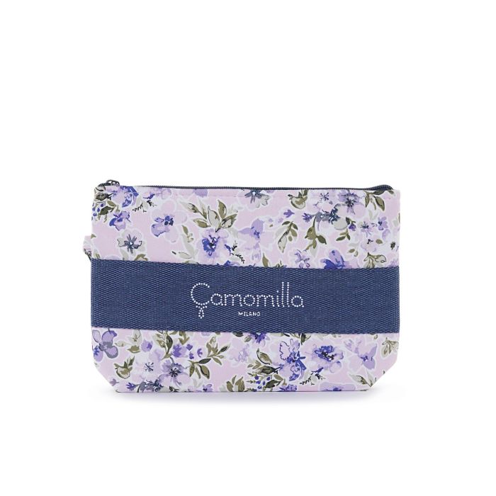 Pochette mare rosa e blu da donna in tessuto fantasia floreale