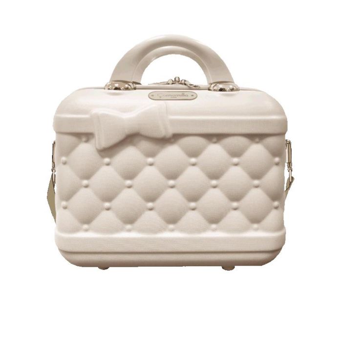 Beauty case rigido bianco con zip e tracolla removibile