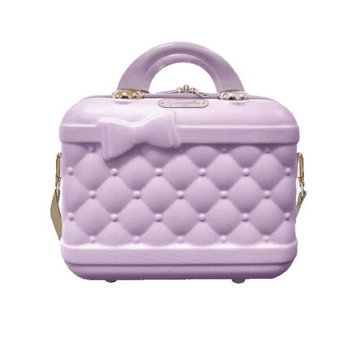 Beauty case rigido viola con zip e tracolla removibile