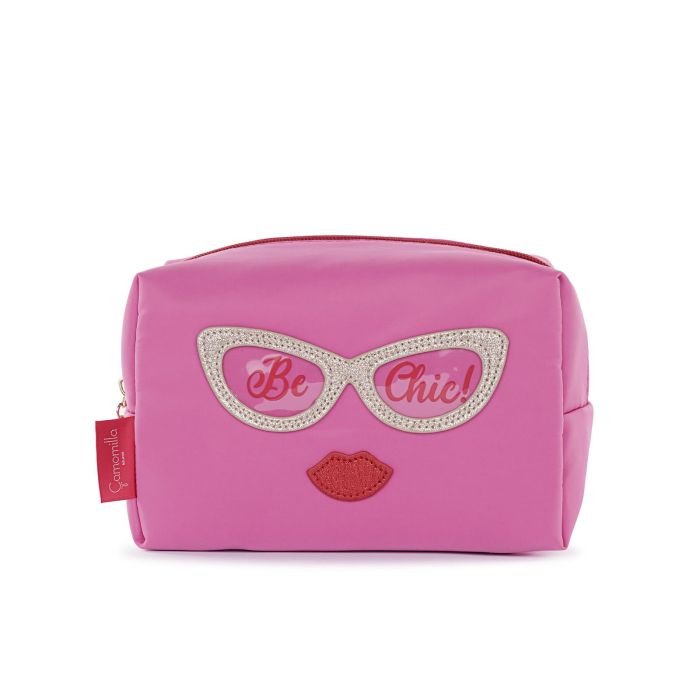 Beauty case rosa da donna con zip