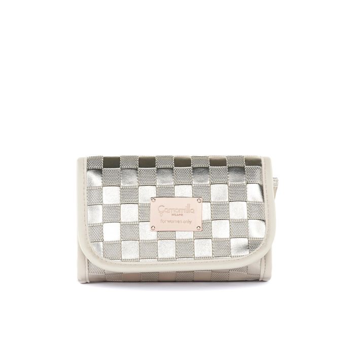 Bustina oro da donna effetto laminato con logo