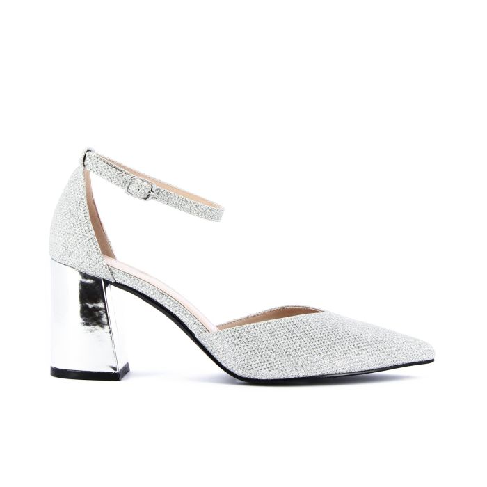 Decolletè argento con tacco a specchio