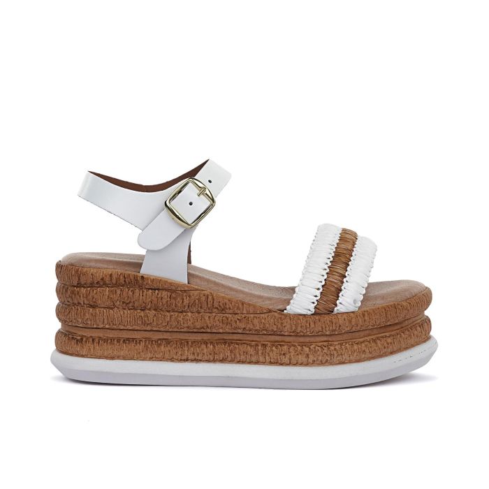 Sandali bianchi da donna con maxi zeppa