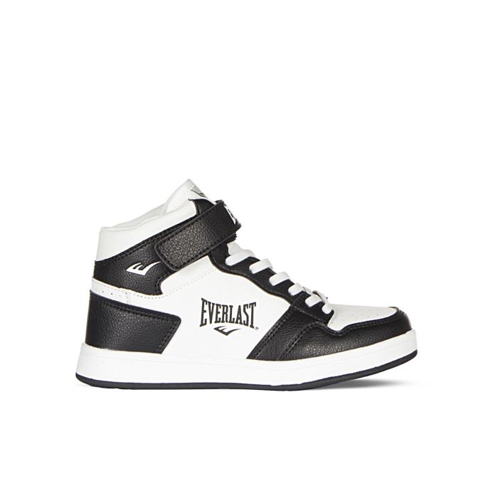 Sneakers alte bimbo bianche e nere da basket con strappo