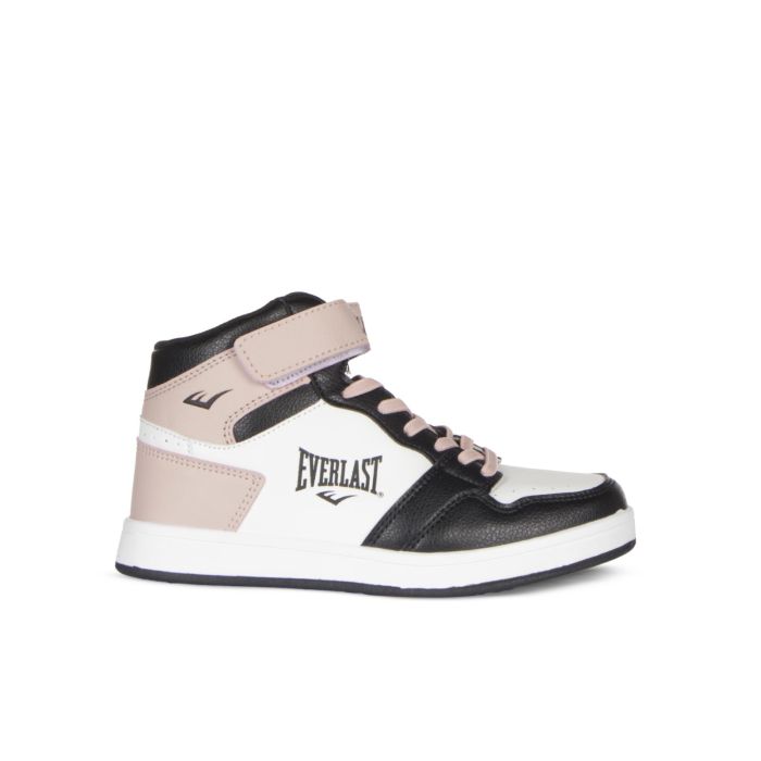 Sneakers alte bimba bianche e nere da basket con strappo