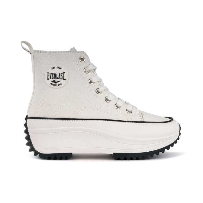 Sneakers alte bianche da donna con suola platform e logo laterale