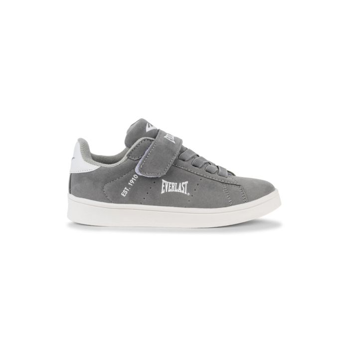 Sneakers tennis grigie da bambino con velcro