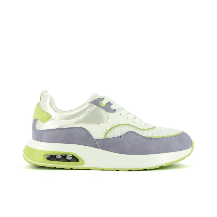 Sneakers bianche e lilla con cuscinetti di aria ammortizzanti