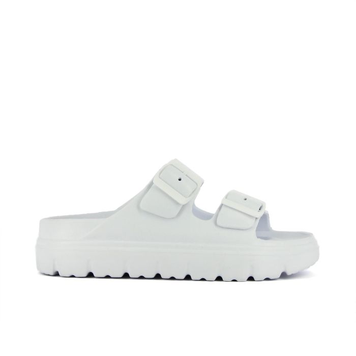 Ciabatte bianche in gomma da mare con doppia fibbia