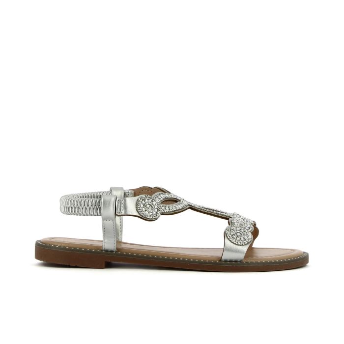 Sandali bassi argento con cinturino elasticizzato